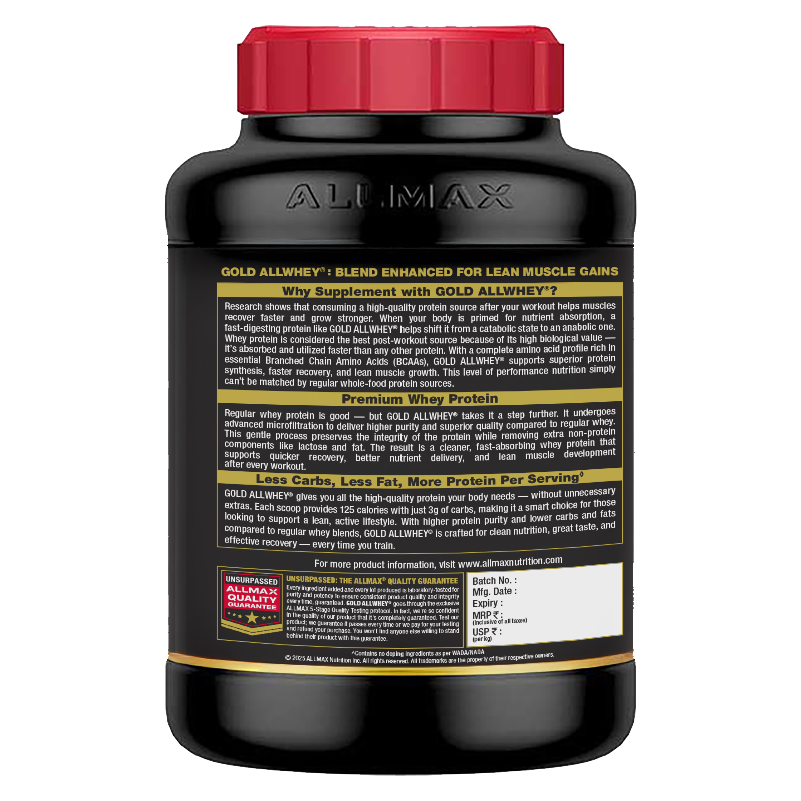 ALLMAX™  Gold All Whey Premium Whey Protein  4 lbs